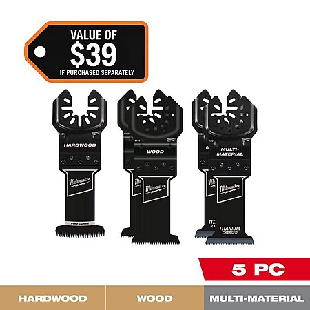 5-Piece Milwaukee OPEN-LOK Variety Oscillating Blade Set