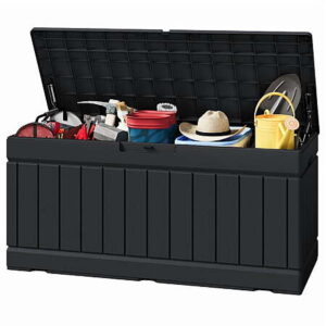 82-Gallon Homall Lockable Outdoor Storage Resin Deck Box (Black)