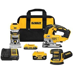 DEWALT 20V MAX* 3-Tool Combo Kit, Brushless Cordless Router, Random Orbital Sander, Jig Saw, Battery & Charger (DCK307D1P1). YMMV - Coupon Price $359.92