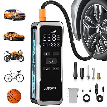 JUSUOX Portable 150 PSI Cordless Tire Inflator Air Compressor w/ 12V DC Cord