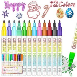 12-Colors JZILU Double Line Outline Glitter Metallic Gel Pen Markers Set $4.49 + Free Shipping w/ Prime or on $35+