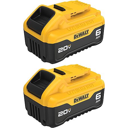2-Pack DeWALT 20V MAX 6Ah Lithium Ion Battery