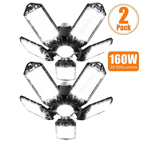 2pk Meromore 5-Panel 160W LED 18,000LM E27 Garage Lights