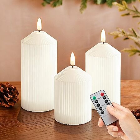 3-Pack LUSHARBOR Battery Operated Flameless Candles w/ Remote (White) $4.99 + Free Shipping w/ Prime or on $35+