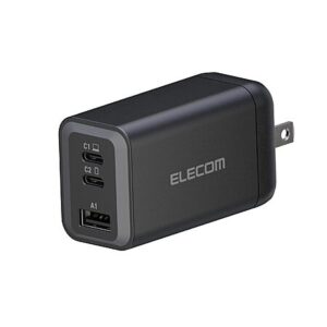 3-Port ELECOM 65W USB GaN Wall Charger (2x USB-C, 1x USB-A)