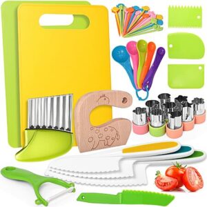 46-Pc Reaeon Montessori Kids Knife Set w/ Cutting Board Crinkle Cutters