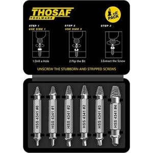 6-Pc THOSAF Damaged Screw Extractor Set