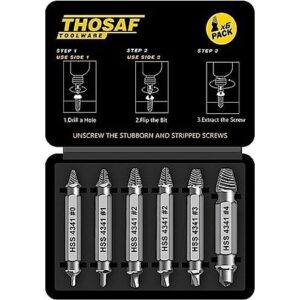 6-Pc THOSAF Damaged Screw Extractor Set