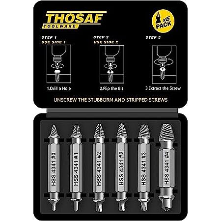 6-Pc THOSAF Damaged Screw Extractor Set