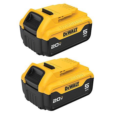 DEWALT DCB205-2 Battery Pack 20V MAX Lithium Ion 5 Ah (2) Pack Compatible with 20V MAX Tools $89