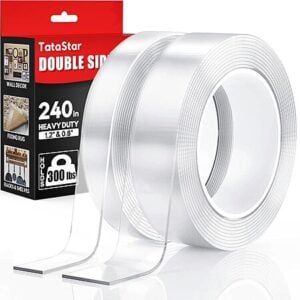 Prime Members: 2-Pk 240" Tatastar Double Sided Clear Adhesive Tape (1.2" & 0.8")