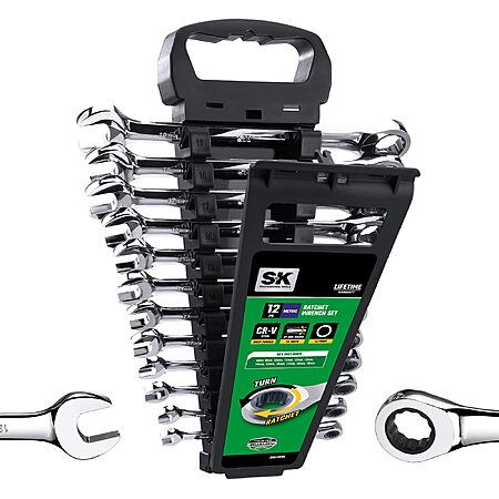 12-Pc SK Metric Combination Ratcheting Wrench Set