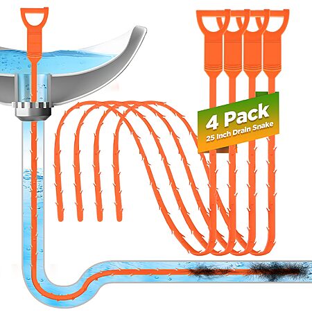 4-pk 25" Forlivese Drain Snake Clog Remover Tool