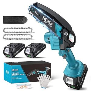 6" Seesii Mini Cordless Electric Hand Chainsaw w/ 2x 21V Batteries