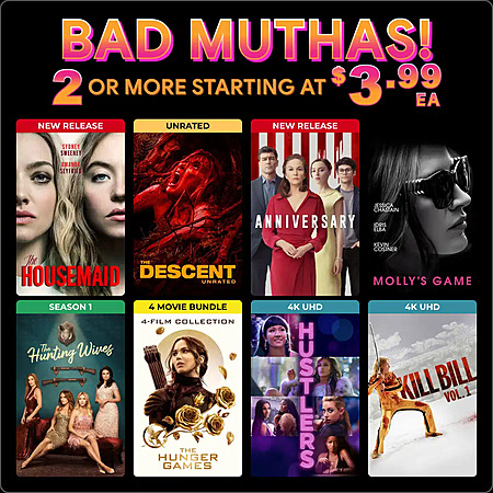 Fanflix: $3.99+ Digital titles wyb 2+ Bad Muthas Promo + code, Hunger Games 4-movie 7.20 + more
