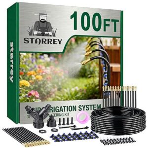 100' 1/4" Starrey Drip Irrigation Watering System w/ 24-Pc Adjustable Nozzles