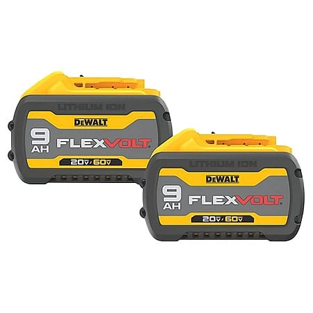 2-Pk DeWalt 20V/60V MAX Flexvolt Lithium-ion 9Ah Batteries