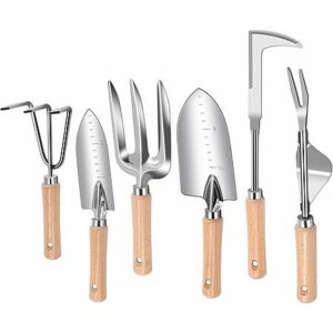 6 Piece Stainless Steel Heavy Duty Weeding Tool, Weed Puller, Crack Weeder Tool, Weed Remover Tool with Ergonomic Wooden Handle, Gardening Hand Tools - $9.99