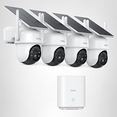 Prime: aosu 4-Pack 2K Solar Wireless Outdoor Security Camera System w/ 360° Pan & Tilt, Auto Tracking & 32GB Local Storage $284.98 + Free Shipping