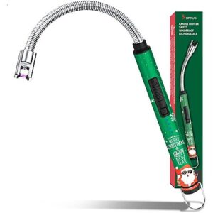 SUPRUS Rechargeable Electric Arc Lighter w/ 360° Flexible Neck & Triple Safety (Christmas Green) $2.99 + Free Shipping w/ Prime or on $35+