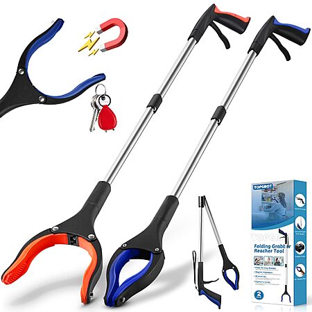 2-Pack 32” TopGrot Foldable Grabber Reacher Pickup Tool w/ 90° Rotating Jaw & Magnets $12.09 ($6.05 each) + Free Shipping w/ Prime or on $35+
