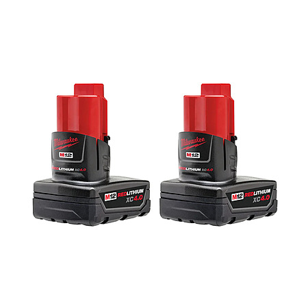 2-Pk Milwaukee M12 12V REDLITHIUM XC Extended Capacity 4.0 Ah Batteries