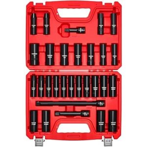 29-Pc VEVOR 1/2" Drive Impact Socket Set (SAE & Metric)