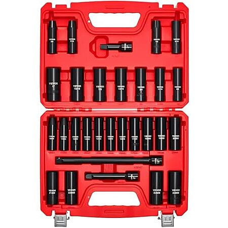 29-Pc VEVOR 1/2" Drive Impact Socket Set (SAE & Metric)