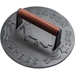 7" Bellemain Heavy-Duty Cast Iron Bacon / Burger Press w/ Wooden Handle
