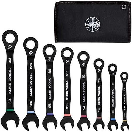 8-Piece Klein Tools SAE Ratcheting Combination Wrench Set