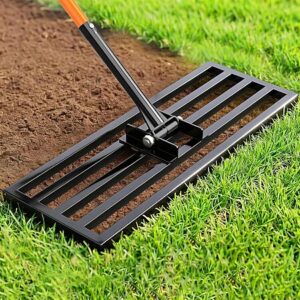 COZEER 30" x 10" Lawn Leveling Rake, Heavy Duty Stainless Steel Leveler Tool with 78" Adjustable Handle, Garden Yard Lawn Care for Garden, Golf Course, Farm and Pasture $29.99