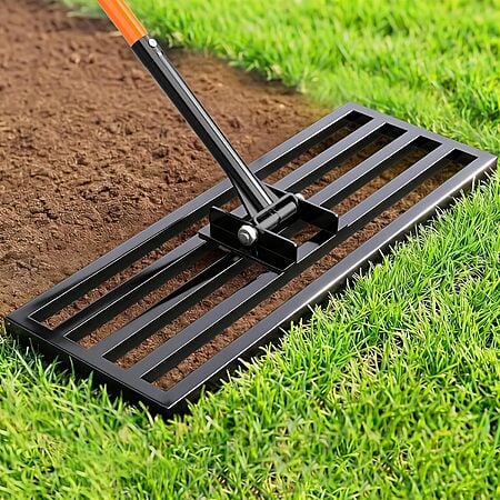 COZEER 30" x 10" Lawn Leveling Rake, Heavy Duty Stainless Steel Leveler Tool with 78" Adjustable Handle, Garden Yard Lawn Care for Garden, Golf Course, Farm and Pasture $29.99