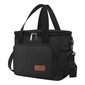 Insulated Lunch Bag Leakproof Lunchbox for Work Office Picnic Beach - Freezable- Adjustable Shoulder Strap - Black - $7.99