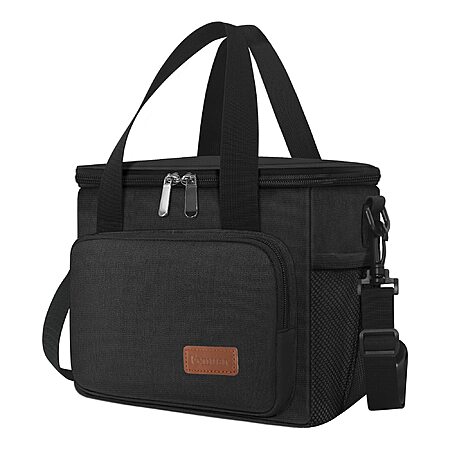 Insulated Lunch Bag Leakproof Lunchbox for Work Office Picnic Beach - Freezable- Adjustable Shoulder Strap - Black - $7.99