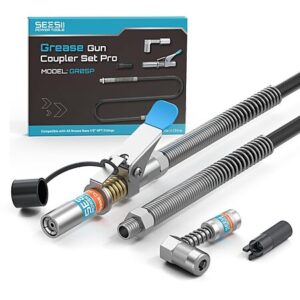 Seesii Grease Gun Accessory Kit Pro w/ 12000 PSI Quick-Release Coupler & More