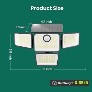 omibee 3000LM Solar Lights Outdoor, 4 Adjustable Heads Motion Sensor Security Light, 3 Modes, 6500K, IP65 Waterproof Solar Wall Flood Lights 2 Pack $16.39