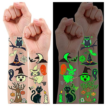 24-Sheets Partywind Halloween Luminous Glow Temporary Tattoos $2.49 + Free Shipping w/ Prime or on $35+