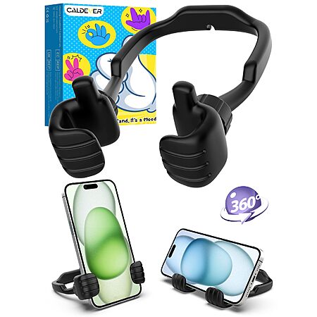 CALDEVER Thumbs Up Lazy Phone Holder Stocking Stuffer (Black) $4.99 + Free Shipping w/ Prime or on $35+