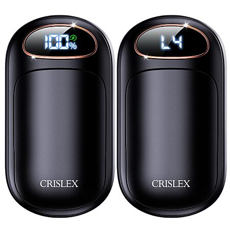 CRISLEX Electric Hand Warmers Rechargeable 2 Pack, 4 Levels Fast Heat, Reusable Hand Warmers with LED Display, Portable Magnetic Pocket Heater $10 AC + Free Shipping