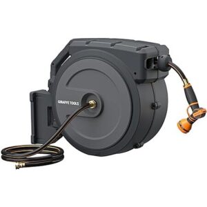 Giraffe Tools 90' Retractable 5/8" Garden Hose Reel Auto Rewind Wall Mount
