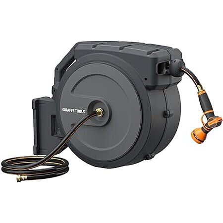 Giraffe Tools 90' Retractable 5/8" Garden Hose Reel Auto Rewind Wall Mount