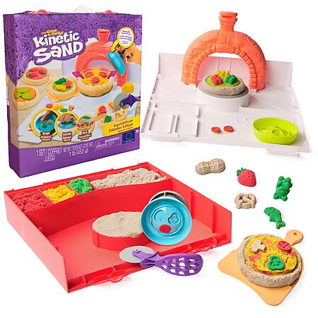 Kinetic Sand SquishPizza Playset w/ 1-Lb Sand, Oven, Tools & Accessories