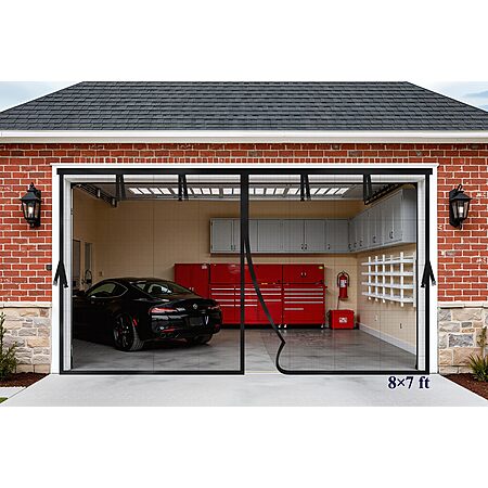 Kitsure Fiberglass Garage Door Screens: 16'x7' 2-Car $25, 8'x7' 1-Car