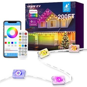 POOFZY Permanent Outdoor Lights, 200ft RGB+IC Smart Outdoor Decor, 50 Scene Modes, App/Remote Control, IP67 $72.19