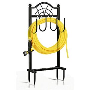 Shomextol Freestanding Metal Garden Hose Holder w/ 100' Capacity & 4 Ground Spikes