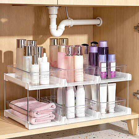 Sindcom 3 Pack 2 Tier Bathroom Under Sink Organizers and Storage $15.99 + Free S&H w/ Walmart+ or $35+