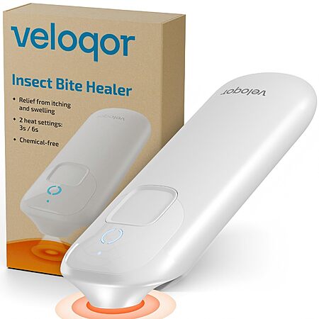 Veloqor Mosquito Bite Relief Tool w/ Dual Heat Modes & Night Light