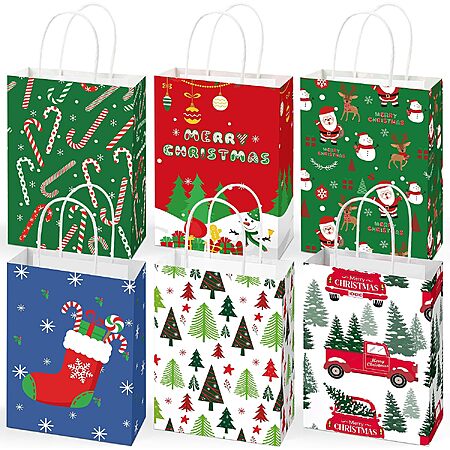 12-Pack Riccioofy Christmas Gift Bags (8.2" x 5.8" x 3.1", 6 Designs) $4.79 + Free Shipping w/ Prime or on $35+