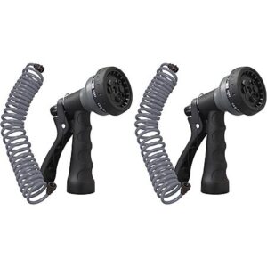 2-Pack Orbit 25' Coil Garden Hose with 8-Pattern Hose Nozzle (Gray)