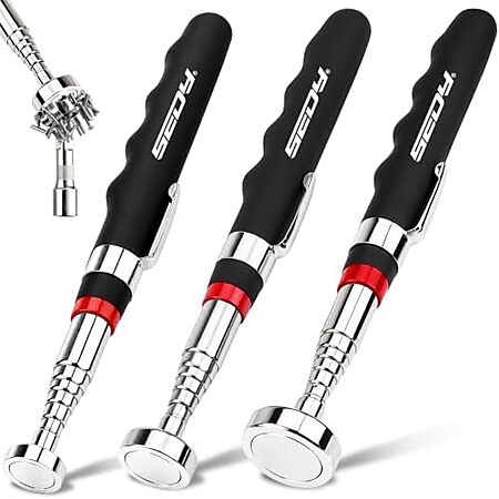 3-Pk 30" Sedy Extendable Telescoping Magnetic Grabber Tool (30/40/80 Lbs. Force)
